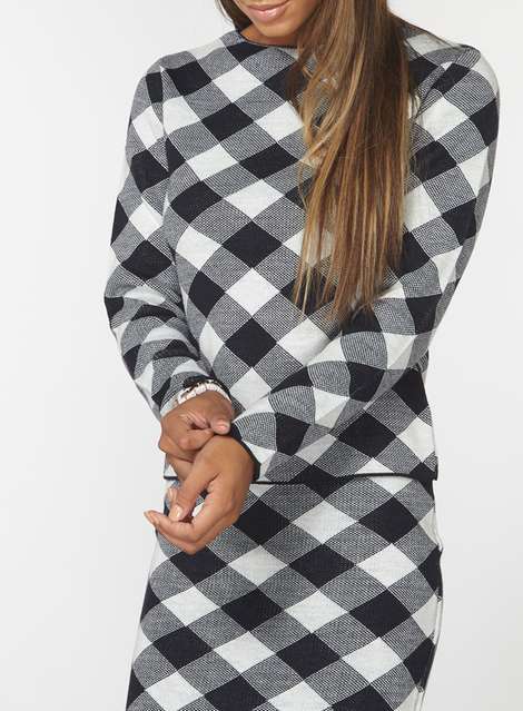 blue and White Check Jumper